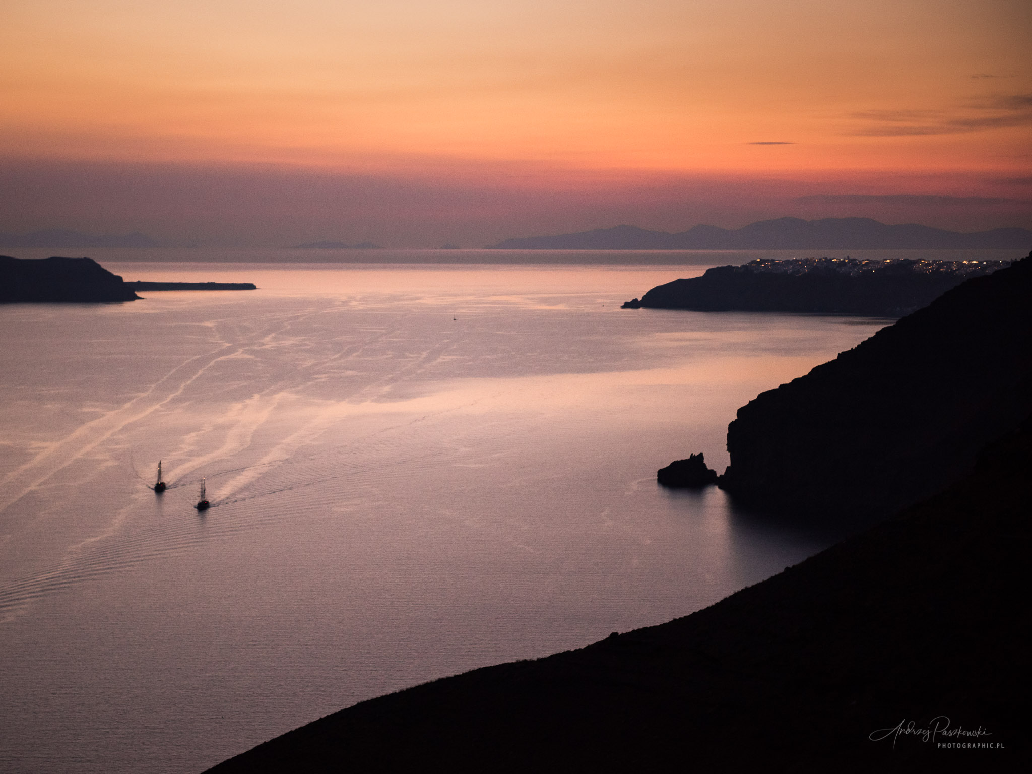 fotografia krajobrazowa zachód słońca Santorini